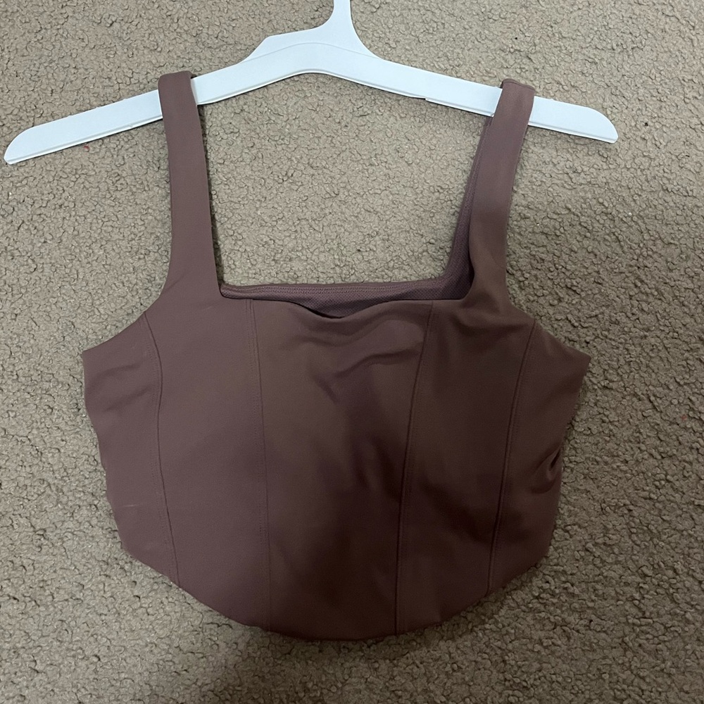 brown tight workout tank